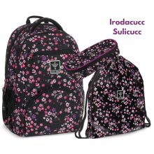  ARS UNA Hátizsák Ergonomikus iskolatáska szett, Pearl Blossom Black, 3 részes