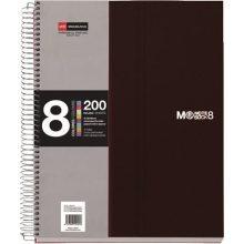Spirálfüzet MIQUELRIUS 200 lap, színregiszteres, 8 részes, A/5-ös vonalas, fekete